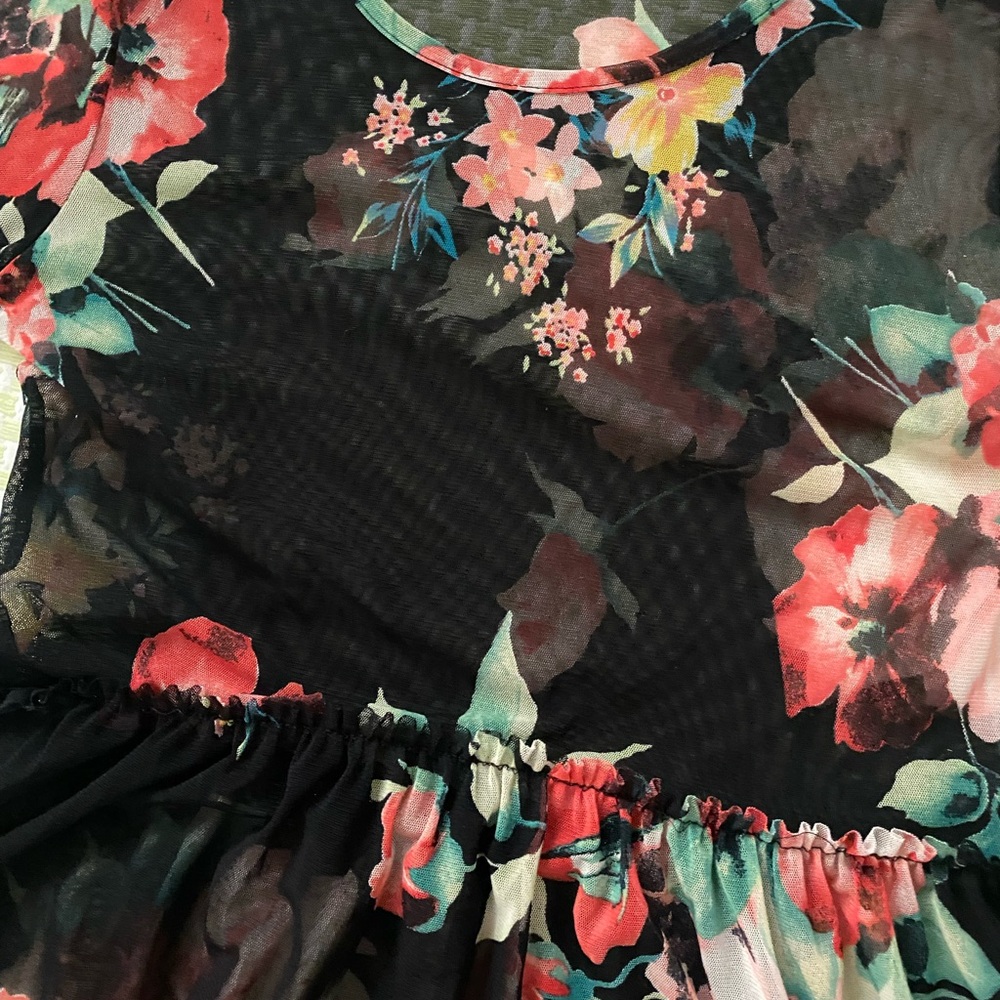 🌺Potters Pot Black Floral Sheer Dress🌺 - Picture 3 of 6